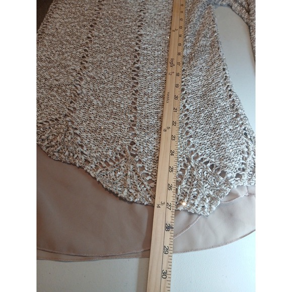 Simply Couture Womens Cream Knit Sweater Sequin Long Sleeve Top  Lagenlook XL - Picture 6 of 12